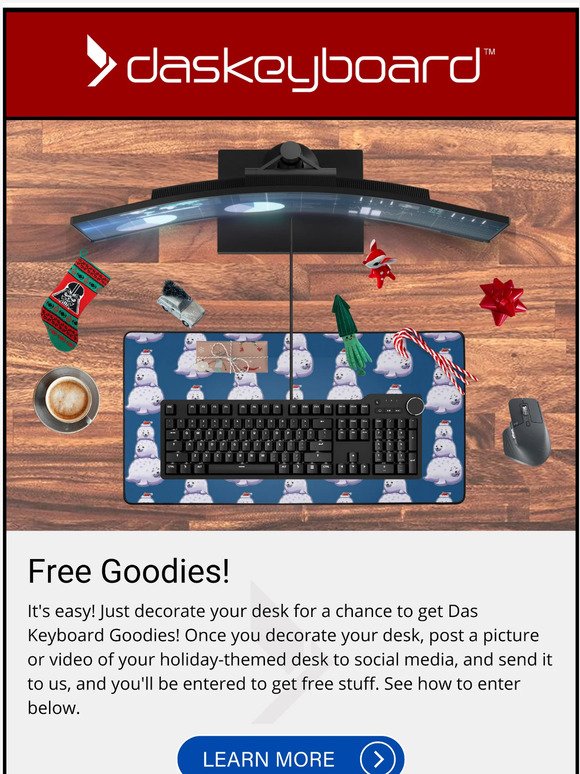 100% FREE Das Keyboard goodies when you decorate your desk!