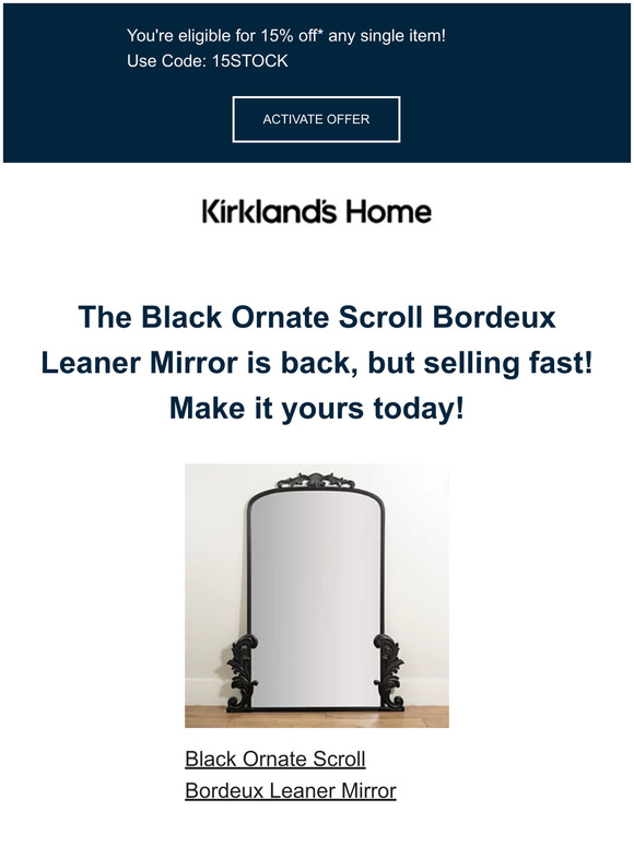Kirkland's Home ⚡ Reminder The Black Ornate Scroll Bordeux Leaner