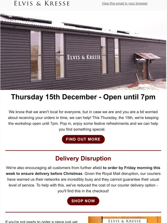 Open Late This Thursday 15th & Important Delivery Information