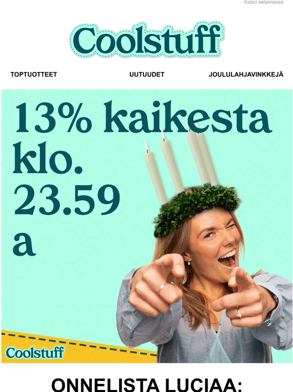 ONNELISTA LUCIAA: 13 % alennus KAIKESTA! 🕯️