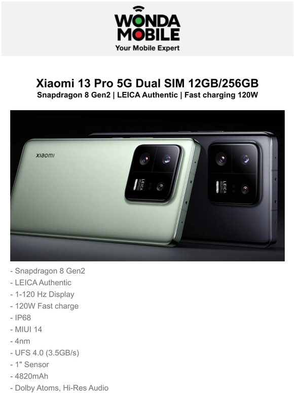 😉 (Pre-order) Xiaomi 13 Pro 5G Dual SIM 12GB/256GB