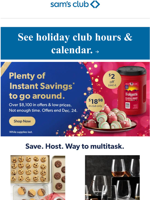 Sam's Club: Host big with Instant Savings. | Milled