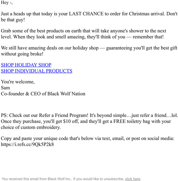 Black Wolf Nation MUST READ Shipping message from our founder Milled