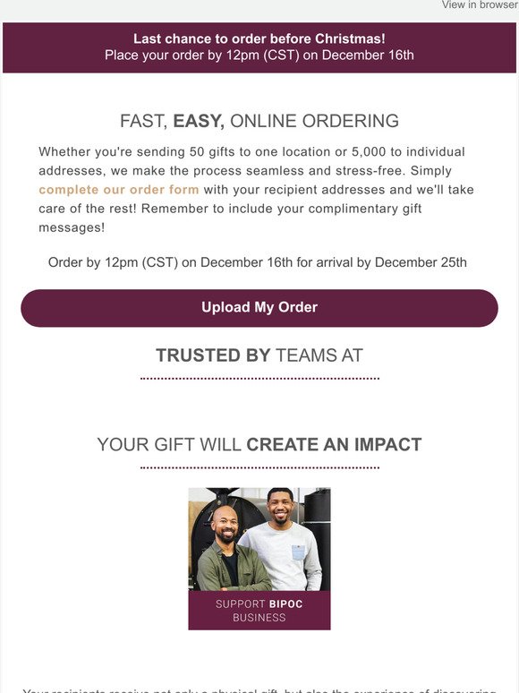 Last chance: Place your order today for arrival by December 25