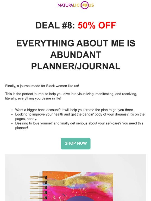 Day 8: 50% off Everything About Me is Abundant Planner/Journal