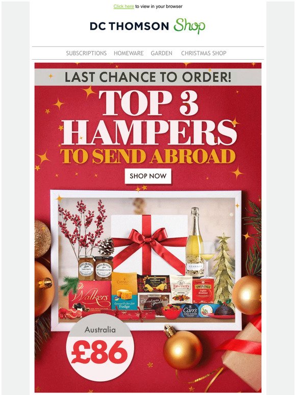 Last chance to order overseas hampers 🎁