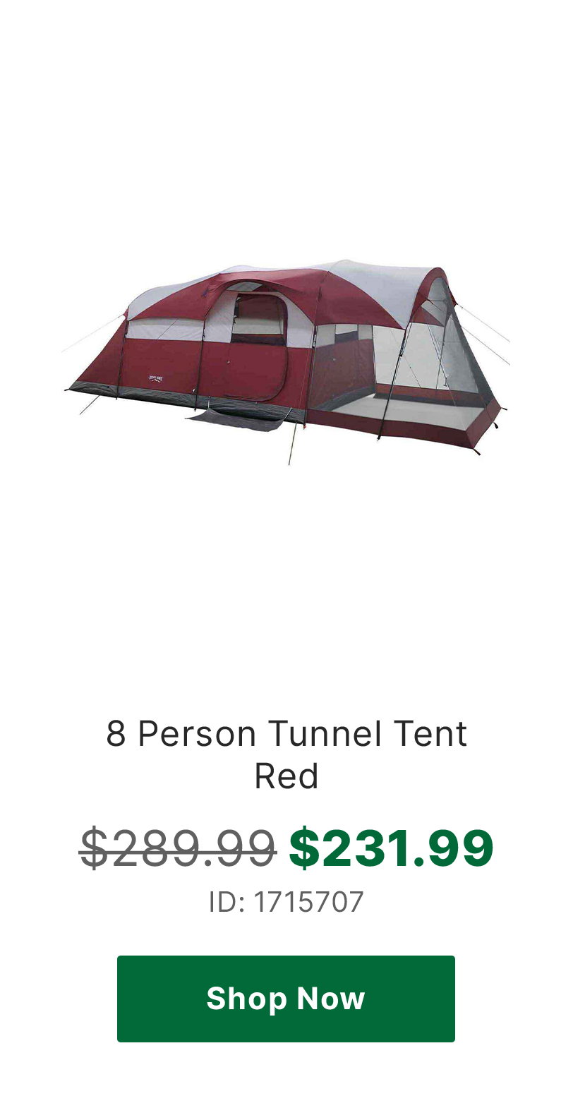 Rustic Ridge 8 Person Tunnel Tent - Red