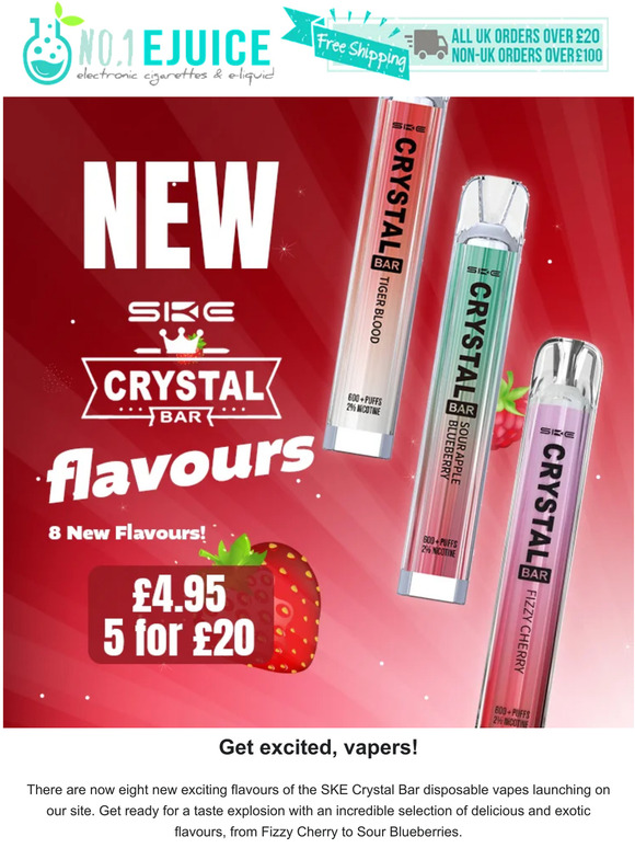 New! 8 delicious flavours of SKE Crystal Bar
