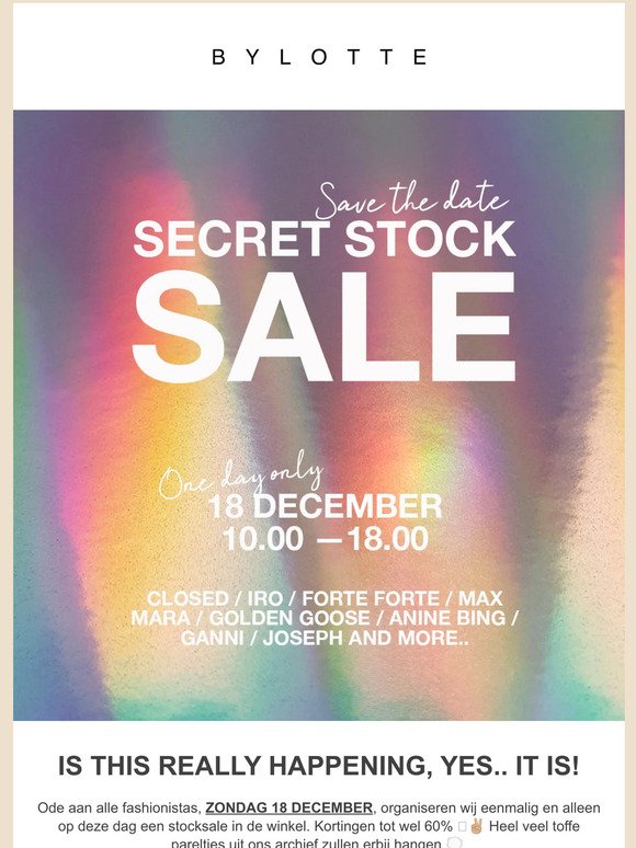🚨 STOCK SALE 18 december! 🚨