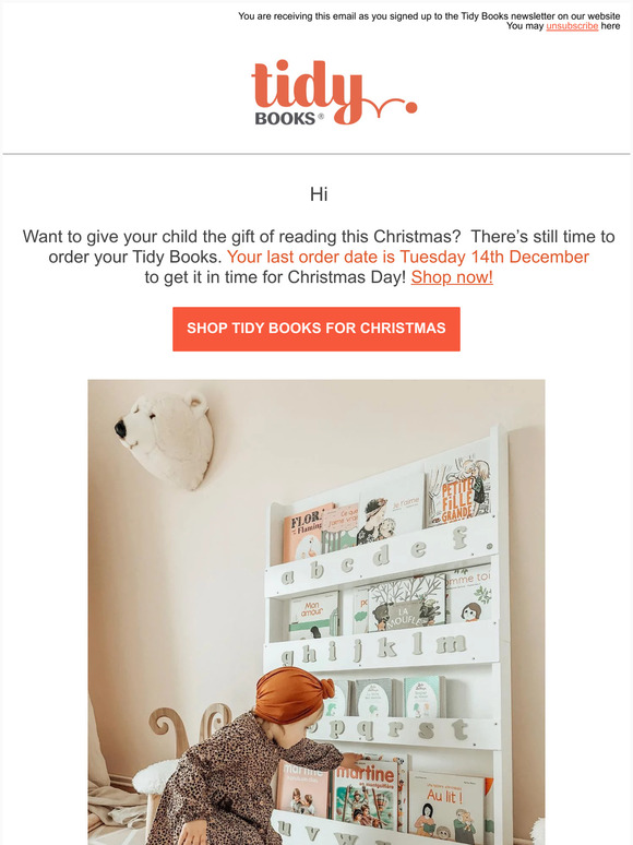 Order by Dec 14th to get your Tidy Books in time