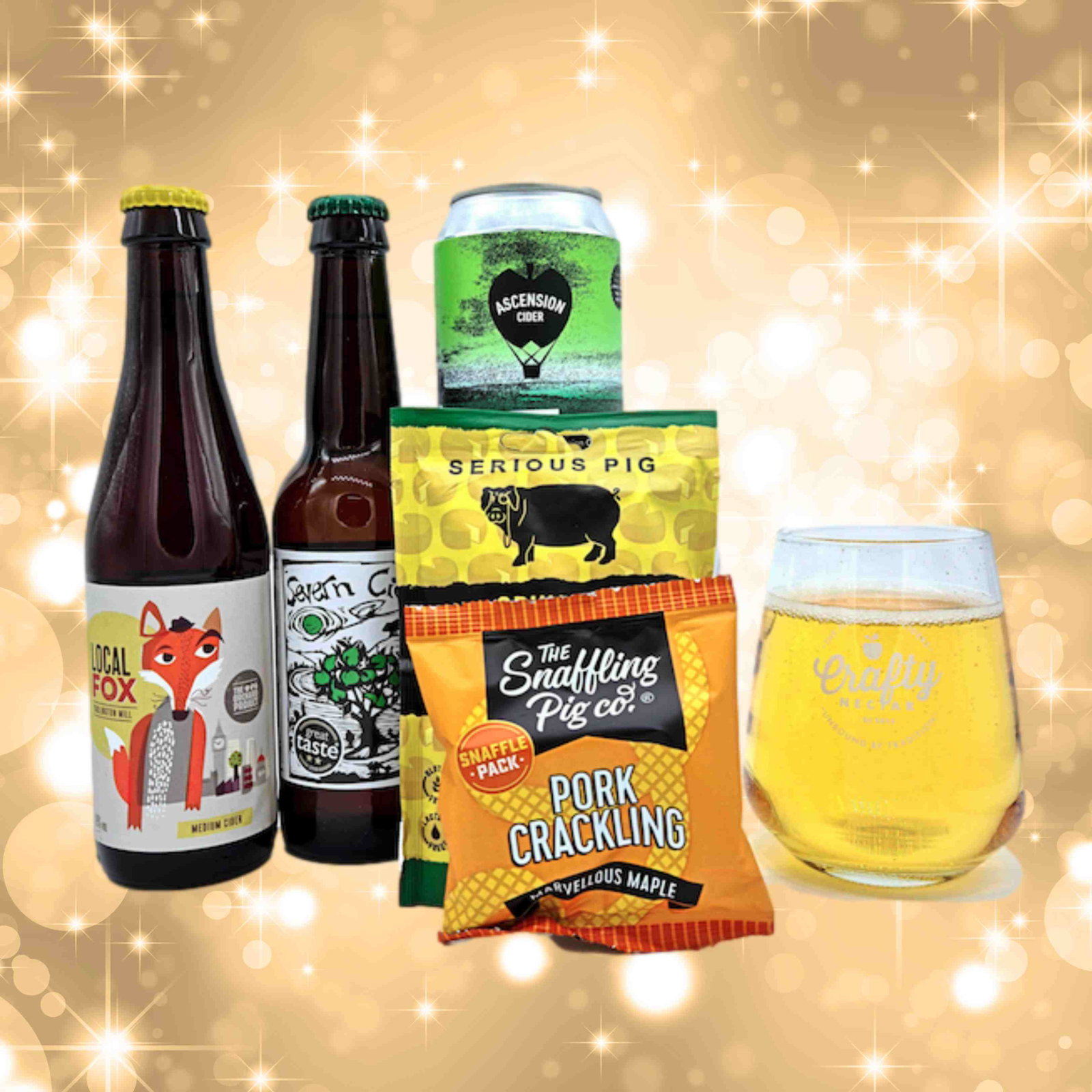Dad's Cider Xmas Pub Box  (4 Ciders, Artisan Snacks and Glass)