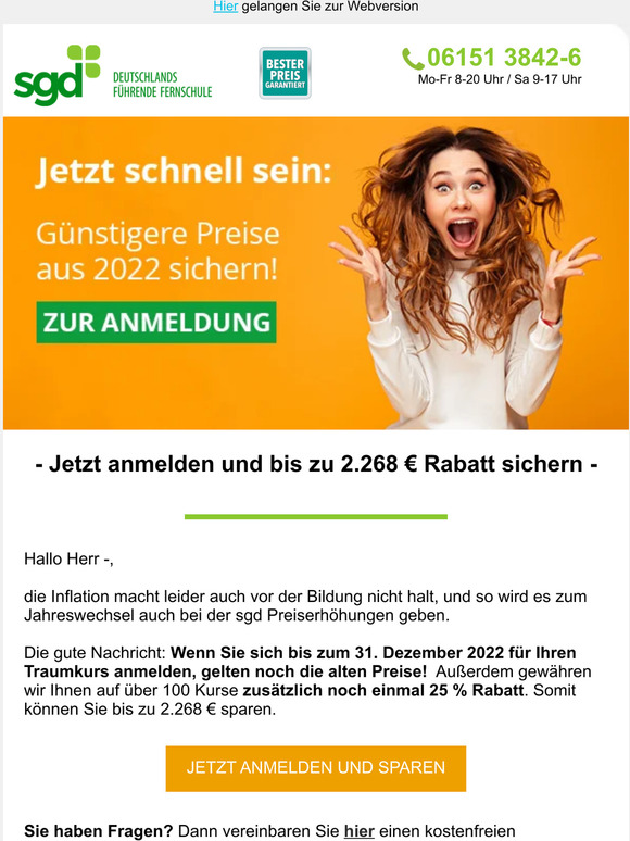 Jetzt letzte Chance nutzen, Herr —!