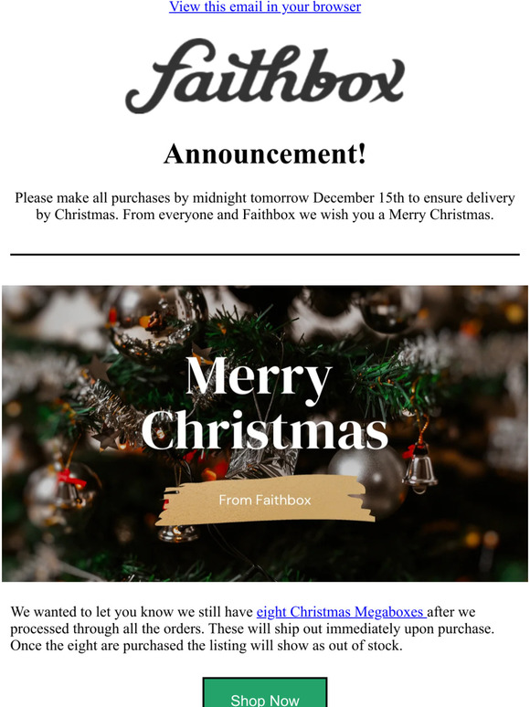 Last Chance to Shop for Christmas Delivery