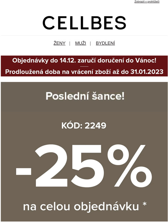 Poslední den! -25 % na celý nákup