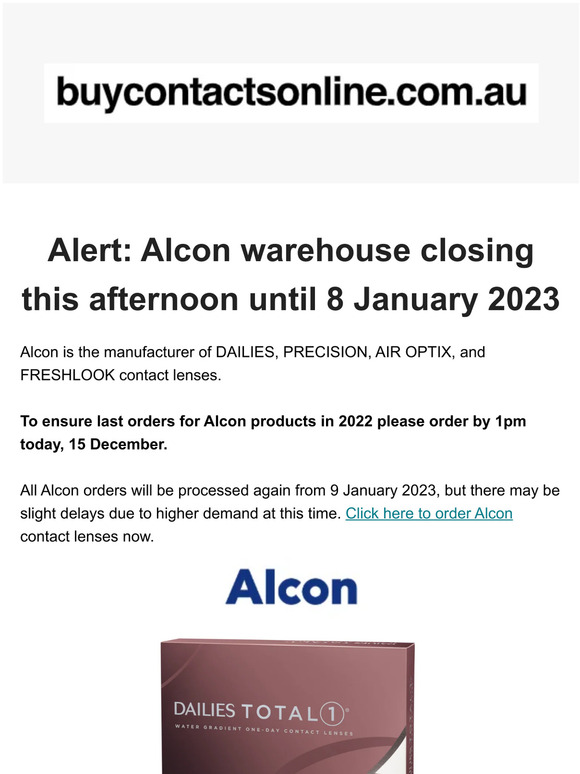 LAST CHANCE TO CONFIRM ALCON ORDERS THIS MORNING