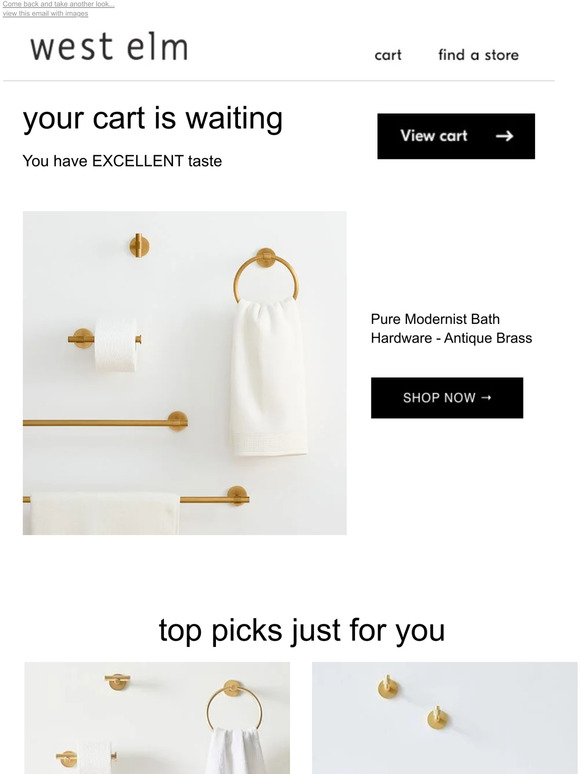 Pottery Barn Our Pure Modernist Bath Hardware Antique Brass comes