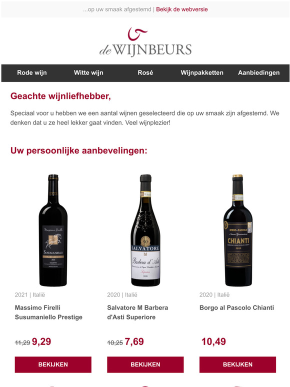 Wijnliefhebber, speciaal voor u geselecteerd...