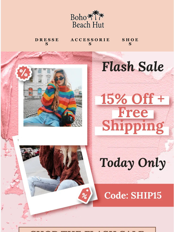 15% off + FREE shipping! 😱