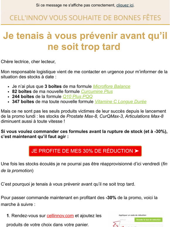Cellinnov: 4 formules au bord de la rupture de stock ! | Milled