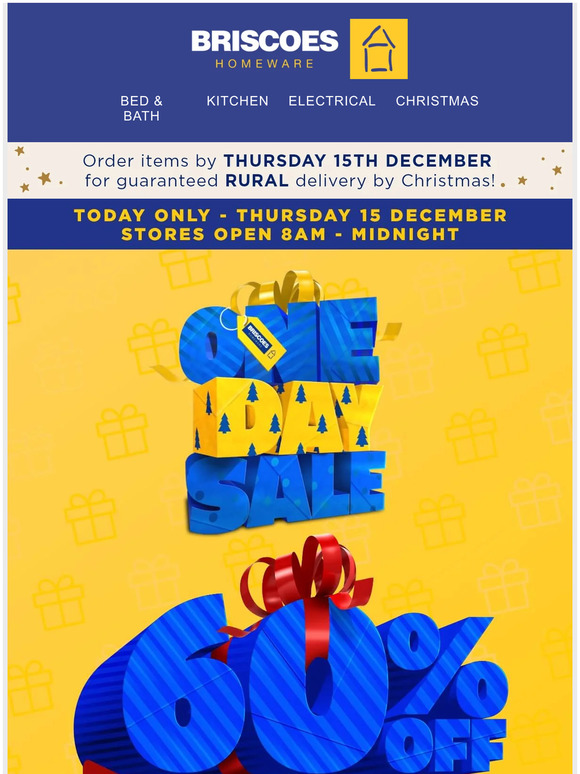 Briscoes ONE DAY ONLY 🚨 60 off Doorbusters Milled