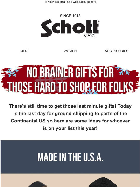 Schott NYC Last Day For Ground Shipping Before Christmas! Milled