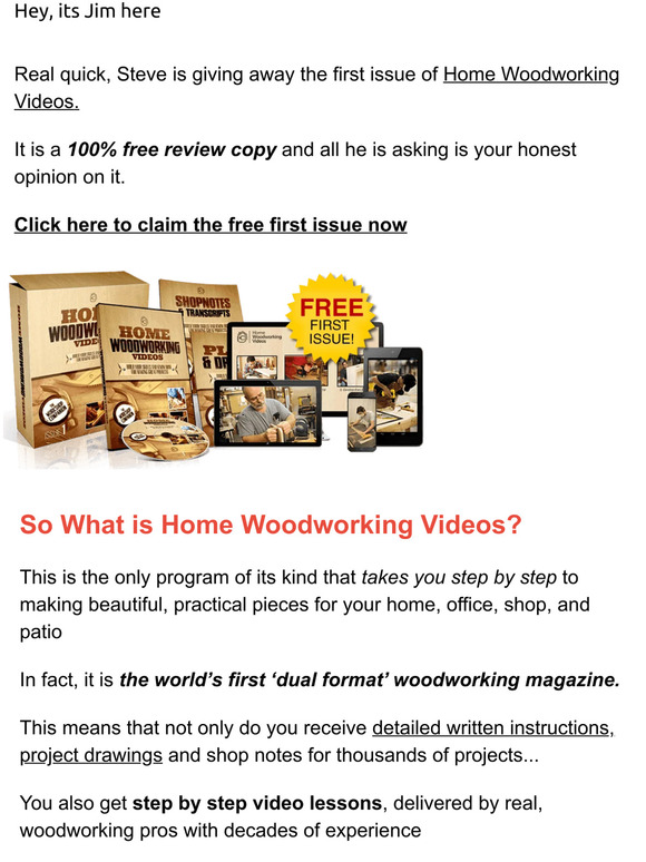 Claim your free copy of Home Woodworking Videos
