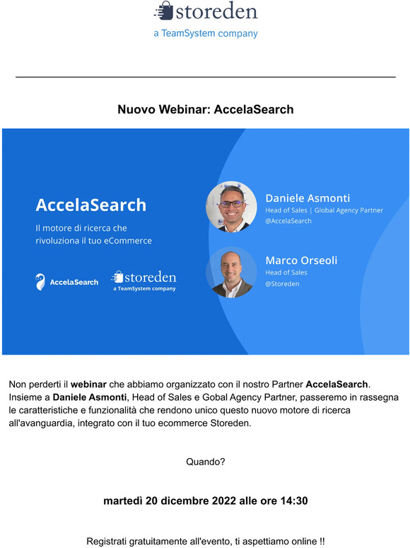 Nuovo webinar Storeden: Accelasearch