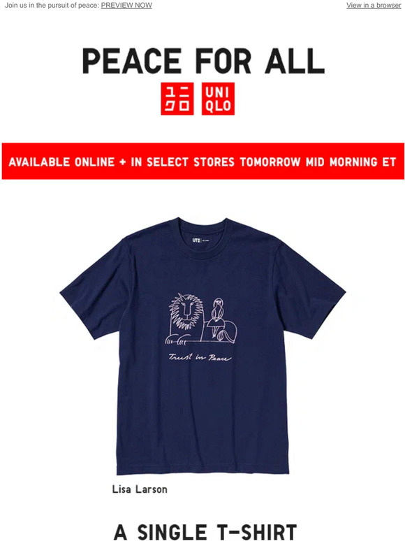 Uniqlo Tomorrow New Peace For All T Shirts Milled