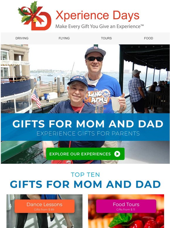 Find the Perfect Experience Gifts for Mom and Dad