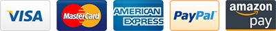 Visa, MasterCard, American Express, PayPal and Amazon Pay
