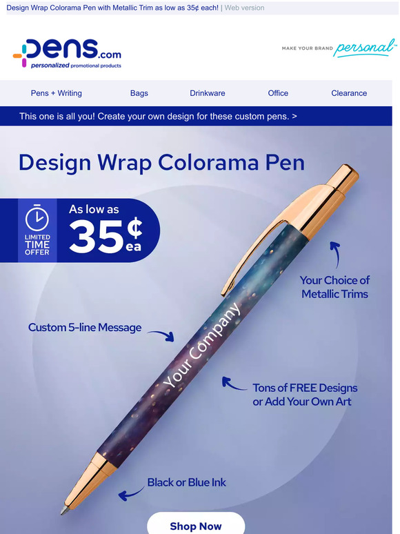 National Pen Creative pen designs for Your Company! Milled