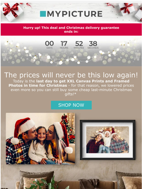 Last day to get XXL Canvases & Framed Photos in time for Christmas!