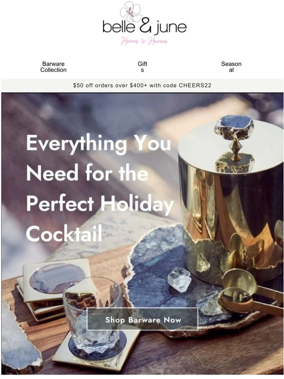 Belle and June Holiday Cheers! It's Time for a Cocktail Milled