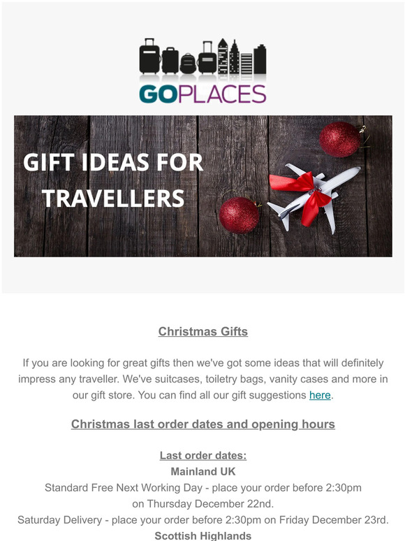 Gifting ideas, last order dates and Christmas opening hours