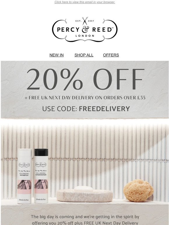 20% OFF + FREE UK Next Day Delivery on orders over £35 🎄 Offers exclusive to percyandreed.com