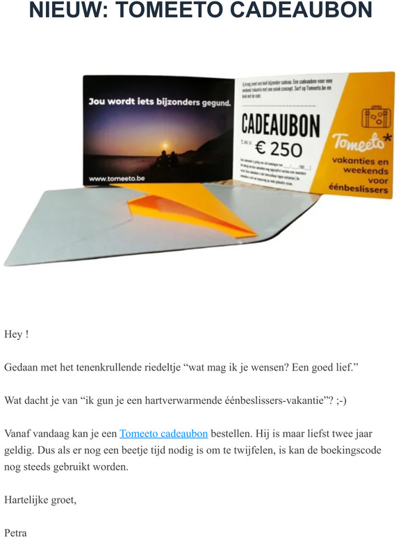 Nieuw: Tomeeto cadeaubon
