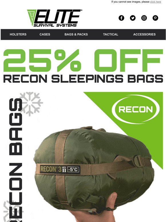 25% off Recon Sleeping Bags - Today Only!