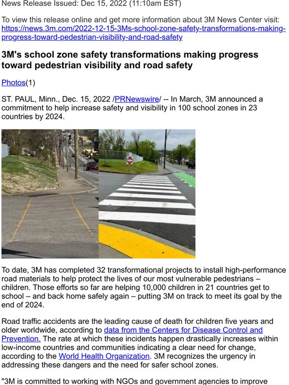 3M's school zone safety transformations making progress toward pedestrian visibility and road safety