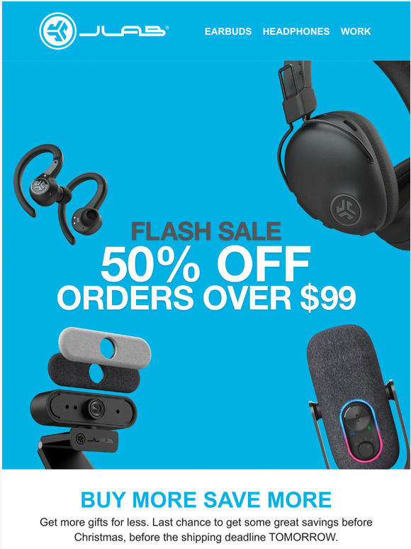 50% OFF Orders $99+