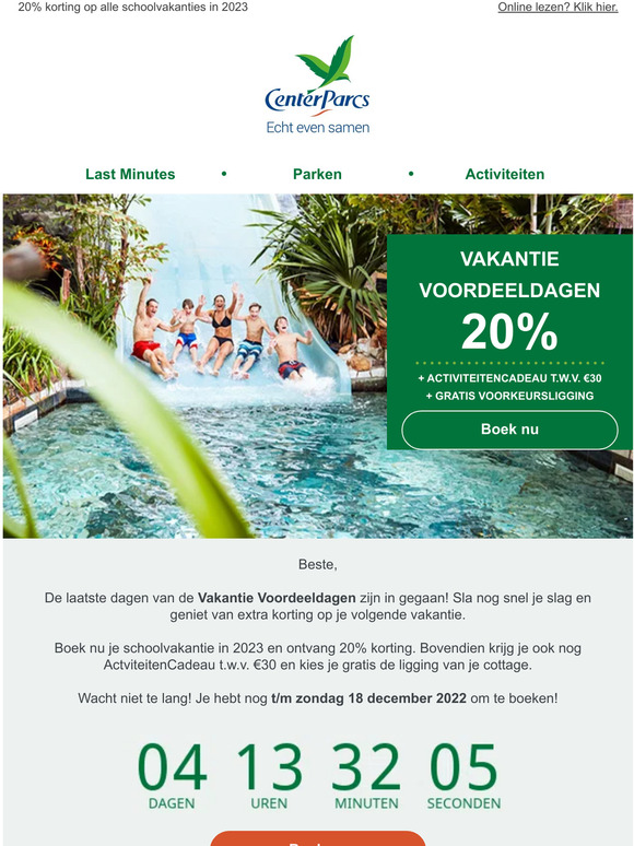 ⏰ Laatste kans: profiteer dit weekend nog van de Schoolvakantie Voordeeldagen