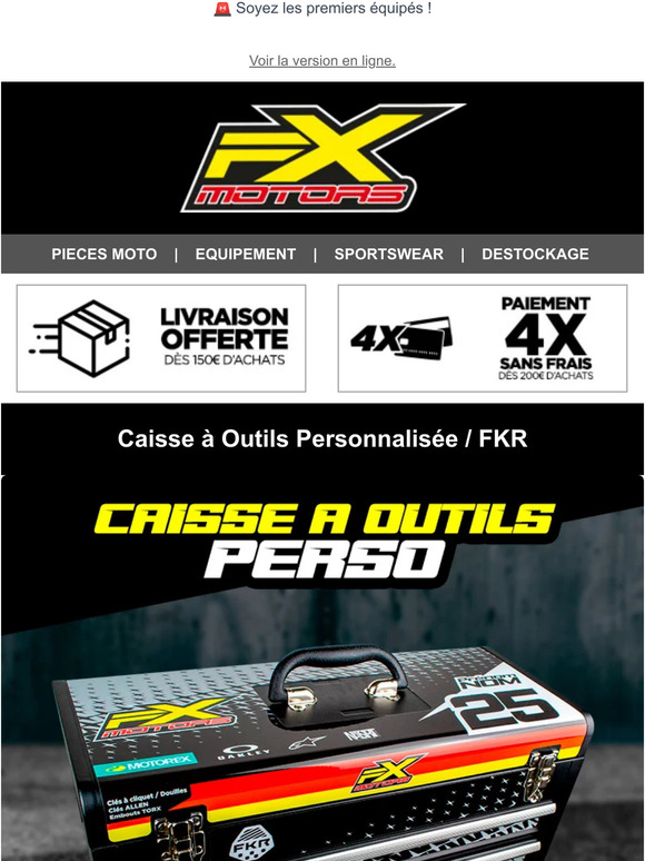 Caisse à Outils Complète Motocross Perso - ROUGE - FX MOTORS