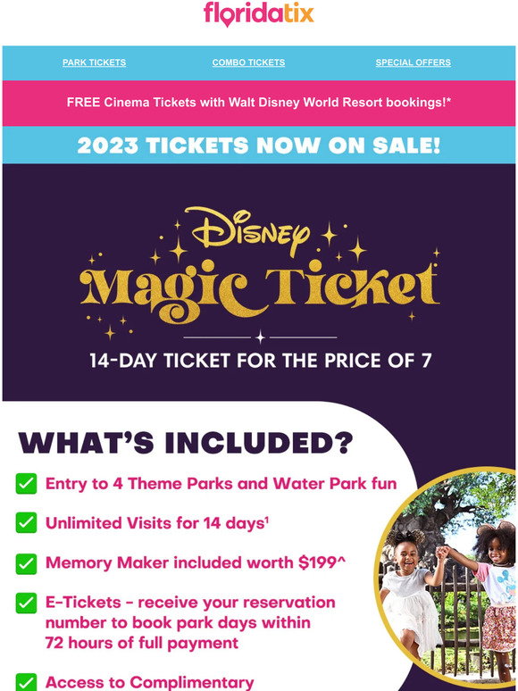 floridatix Disney's 14for7 Magic Ticket 2023 is here! 🎉 Milled