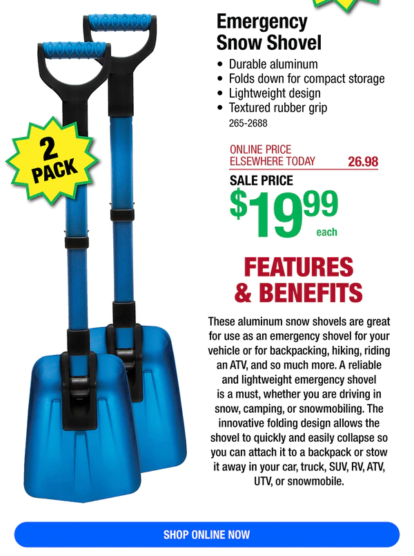 Menards 2Pack Folding Shovel ONLY 19.99! Milled