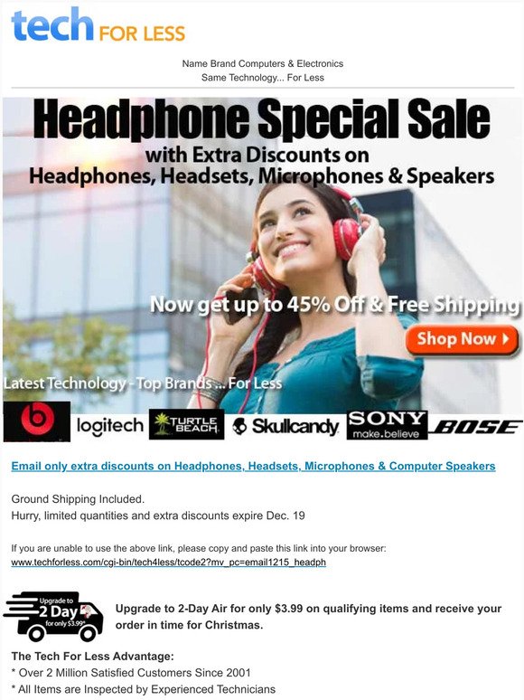 ⭐️ Well hello again, —! Because you're a loyal customer, up to 45% Off Headphones/Headsets