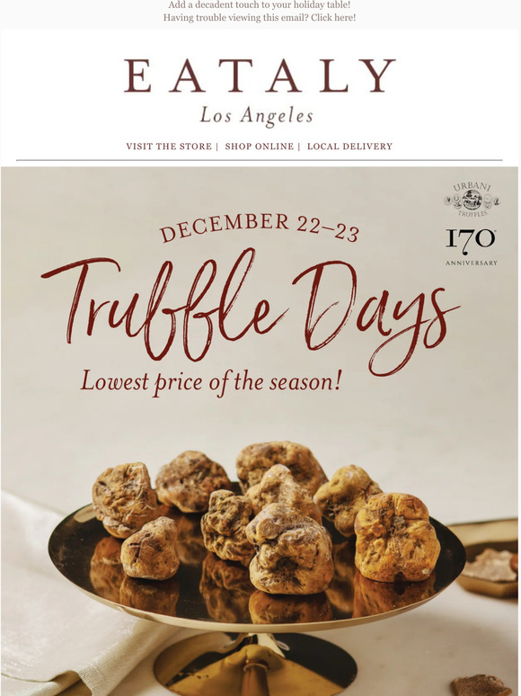 eataly Truffle Days are back! Milled