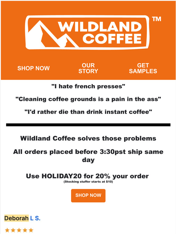 "💩! I NEED A GIFT! 😱" Wildland Coffee 20% Off Sale