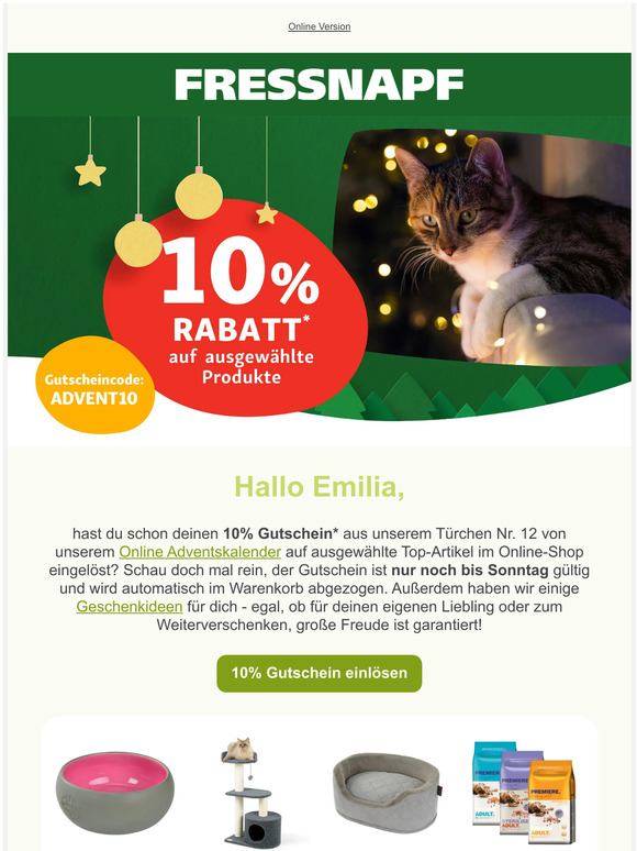 Fressnapf-Online-Shop: ☝️ Dein 10% Gutschein läuft ab | Milled