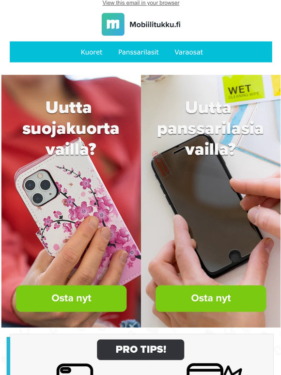Päivitä puhelimeen uudet kuoret ja panssarilasi! 🤩