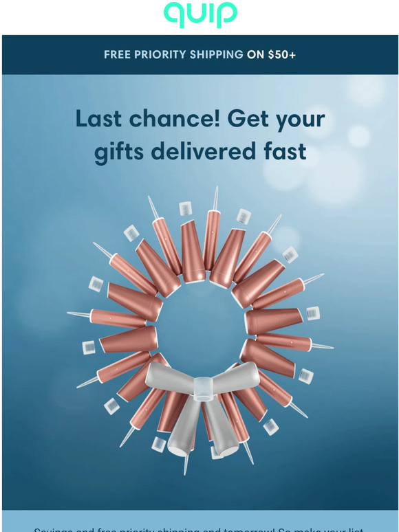 quip ⏳ Free priority shipping ends tomorrow! Milled