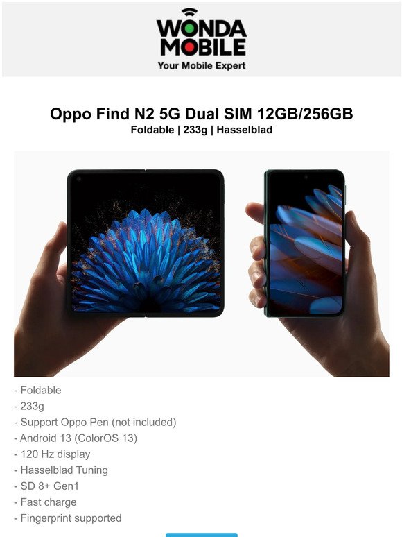 The lightest foldable phone 😘 Oppo Find N2 5G Dual SIM 12GB/256GB